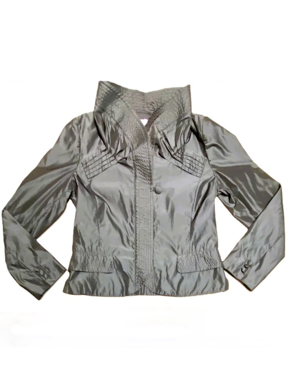 RED Valentino Metallic Black/Blue Collared Jacket, size 10